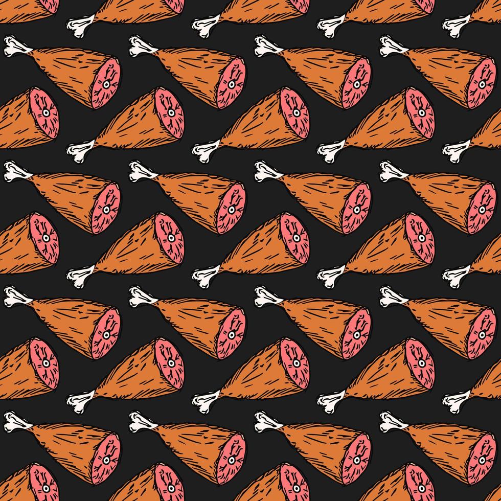 seamless meat pattern. vector doodle illustration with meat icon. pattern with meat