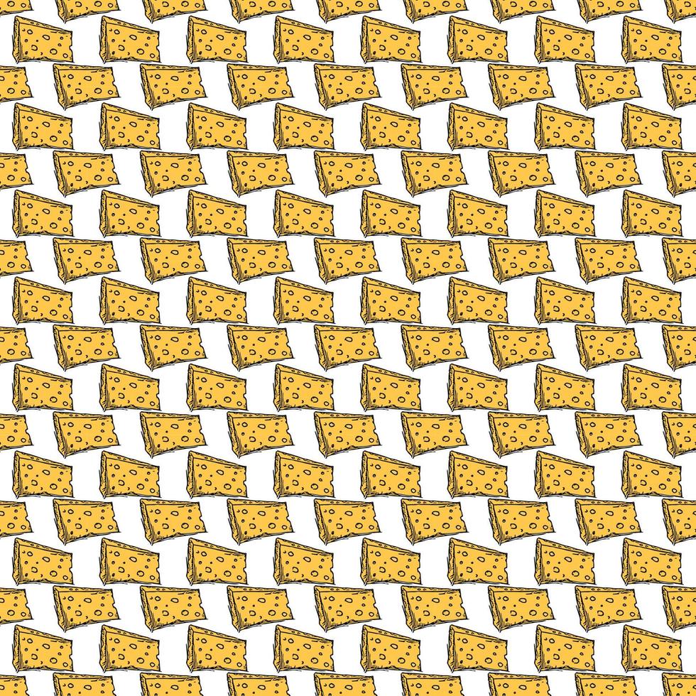 seamless cheese pattern. Doodle vector pattern with cheese icons. Colored cheese background