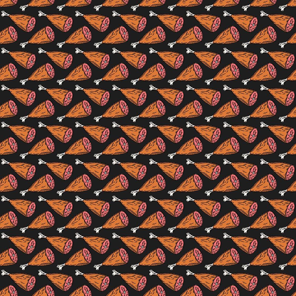 seamless meat pattern. vector doodle illustration with meat icon. pattern with meat