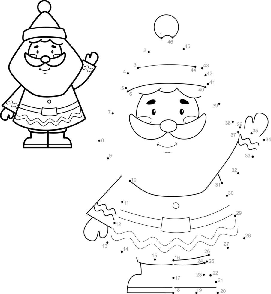 Rompecabezas de Navidad punto a punto para niños. juego de conectar puntos. Papá Noel vector