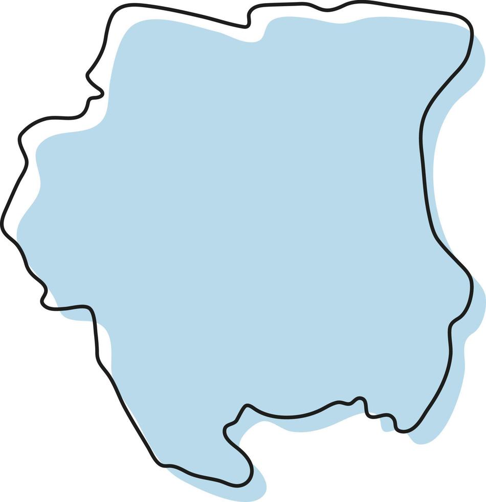 mapa de contorno simple estilizado del icono de surinam. Croquis azul mapa de Surinam ilustración vectorial vector