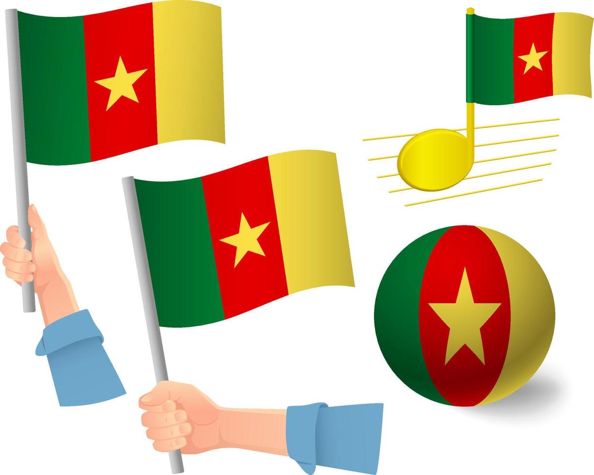 Cameroon flag icon set vector