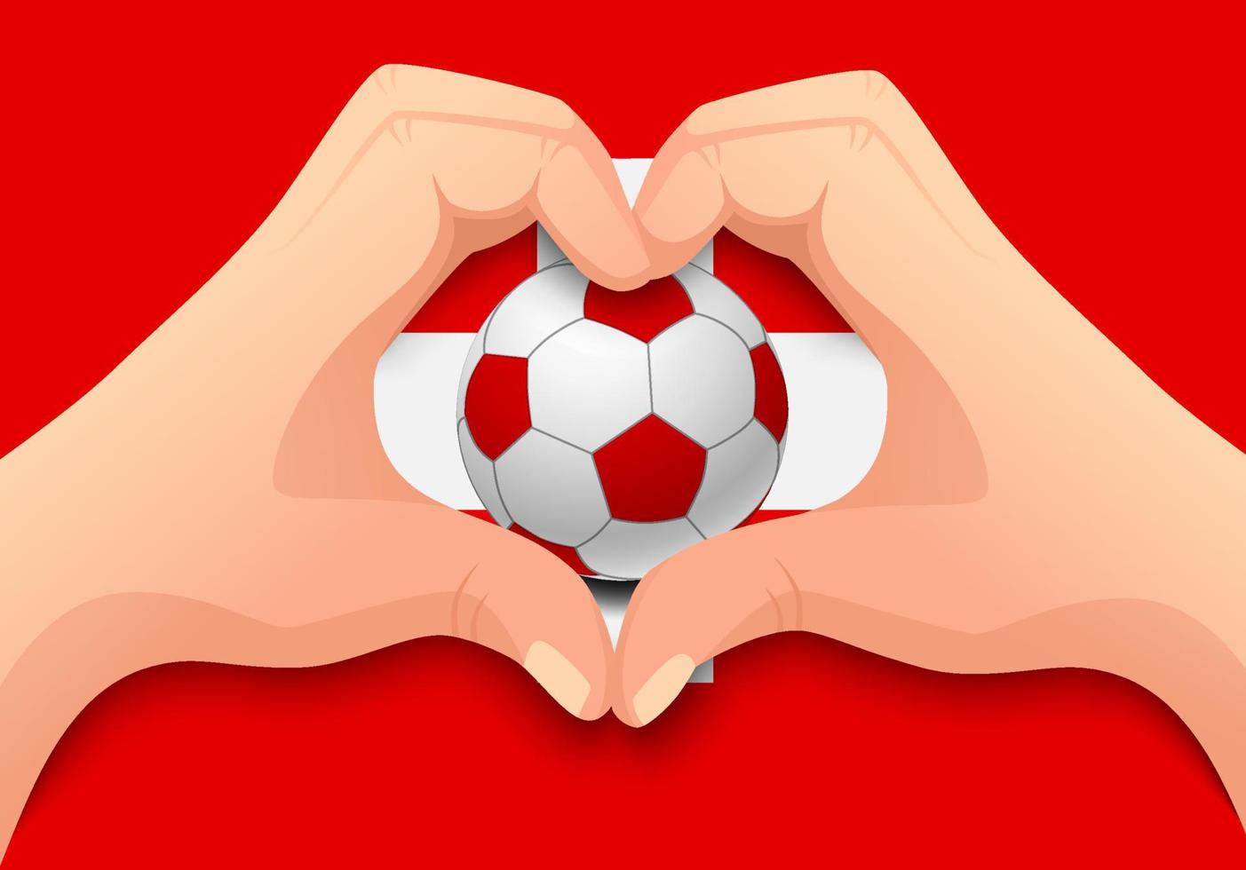 balón de fútbol suiza y forma de corazón de mano vector