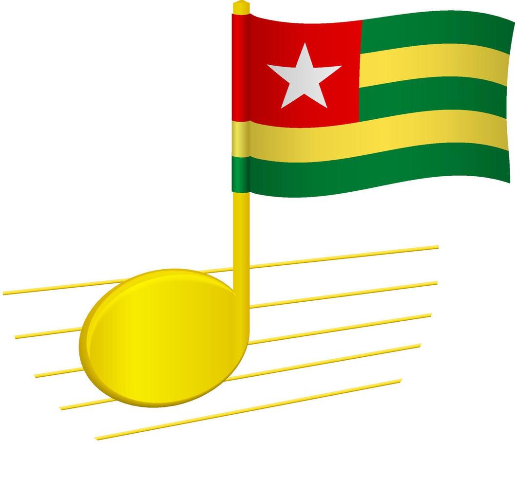 Togo flag and musical note vector