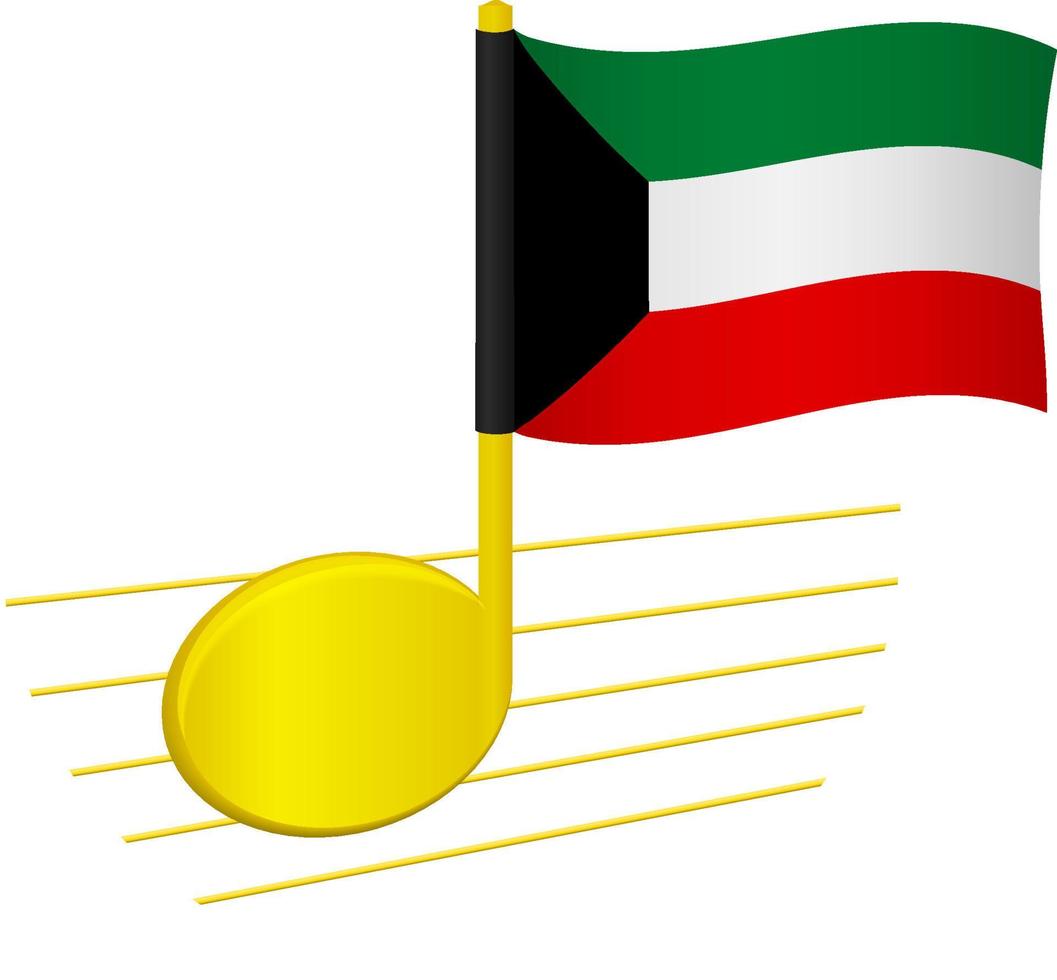kuwait flag and musical note vector
