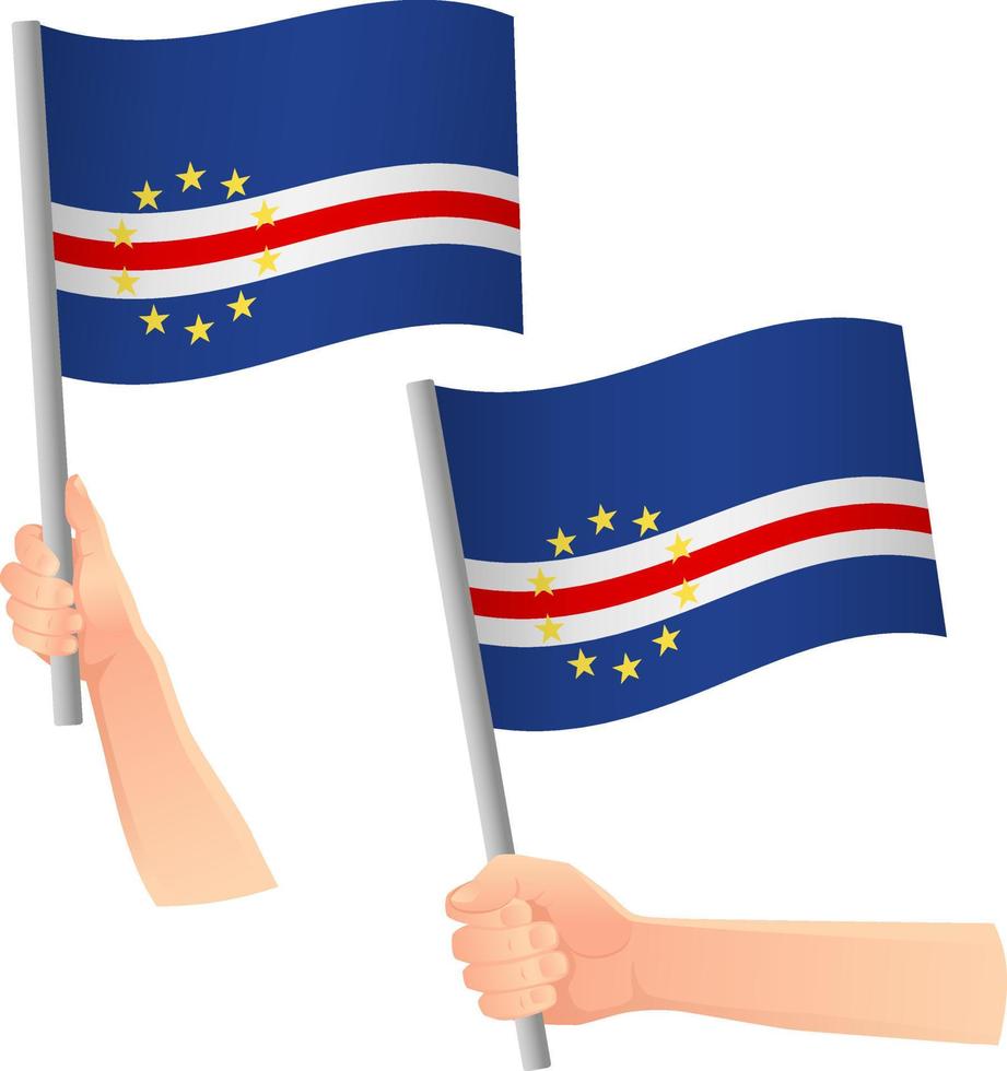 Cape Verde flag in hand icon vector