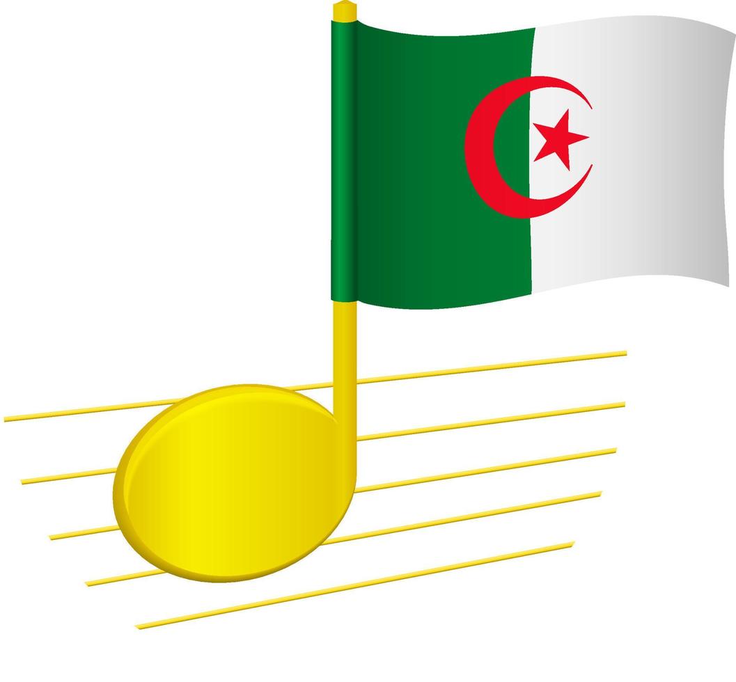 algeria flag and musical note vector