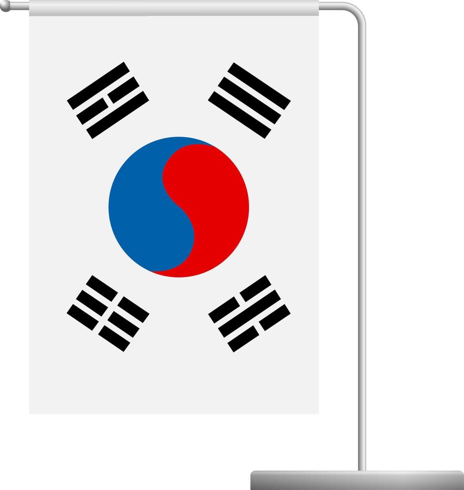 south korea flag on pole icon vector