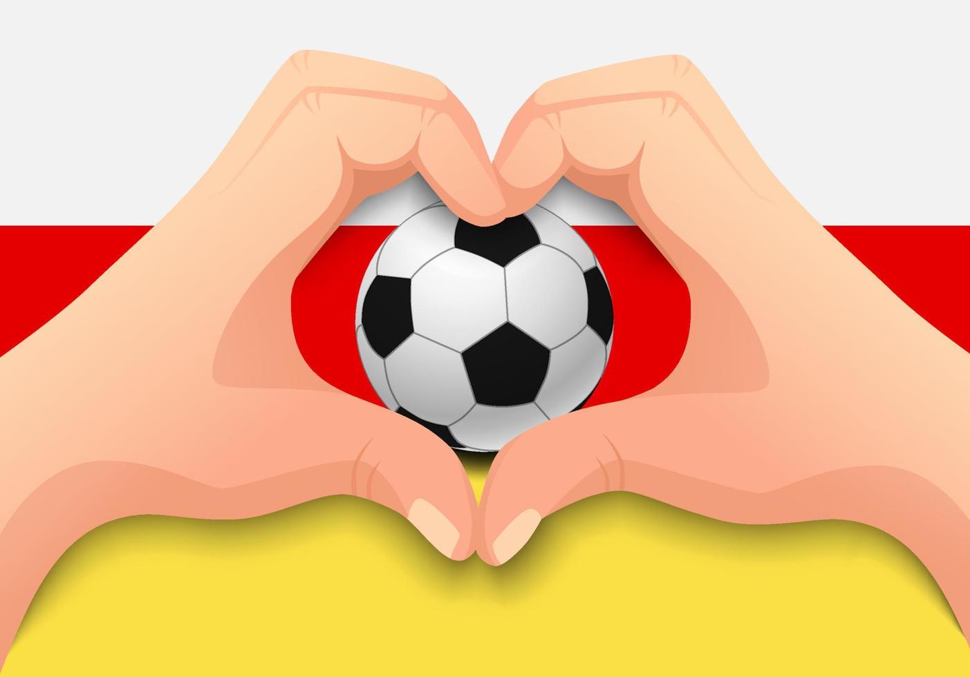 south ossetia soccer ball and hand heart shape vector