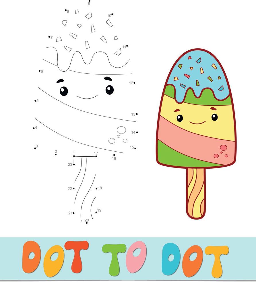 Dot to dot puzzle. Connect dots game. ice cream vector illustration