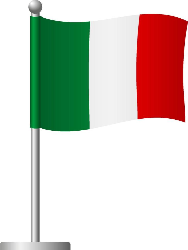 Italy flag on pole icon vector