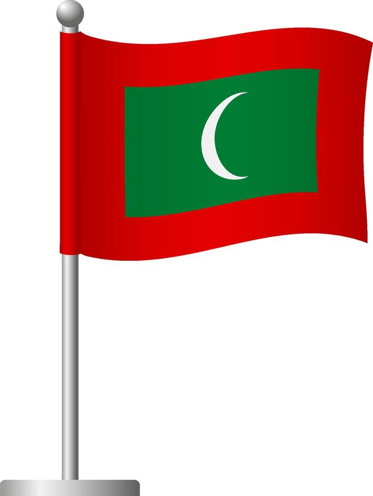 Maldives flag on pole icon vector