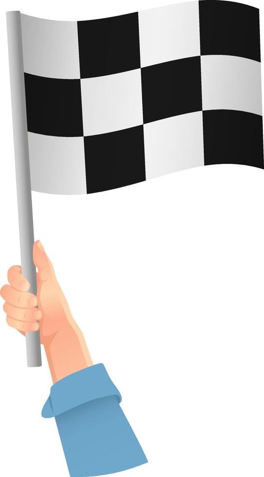 Start flag in hand icon vector