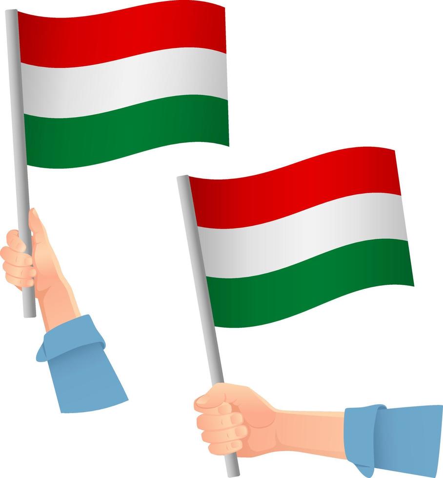 Hungary flag in hand icon vector