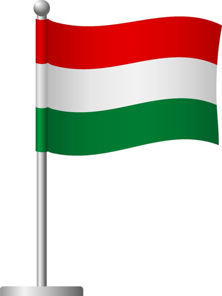 Hungary flag on pole icon vector