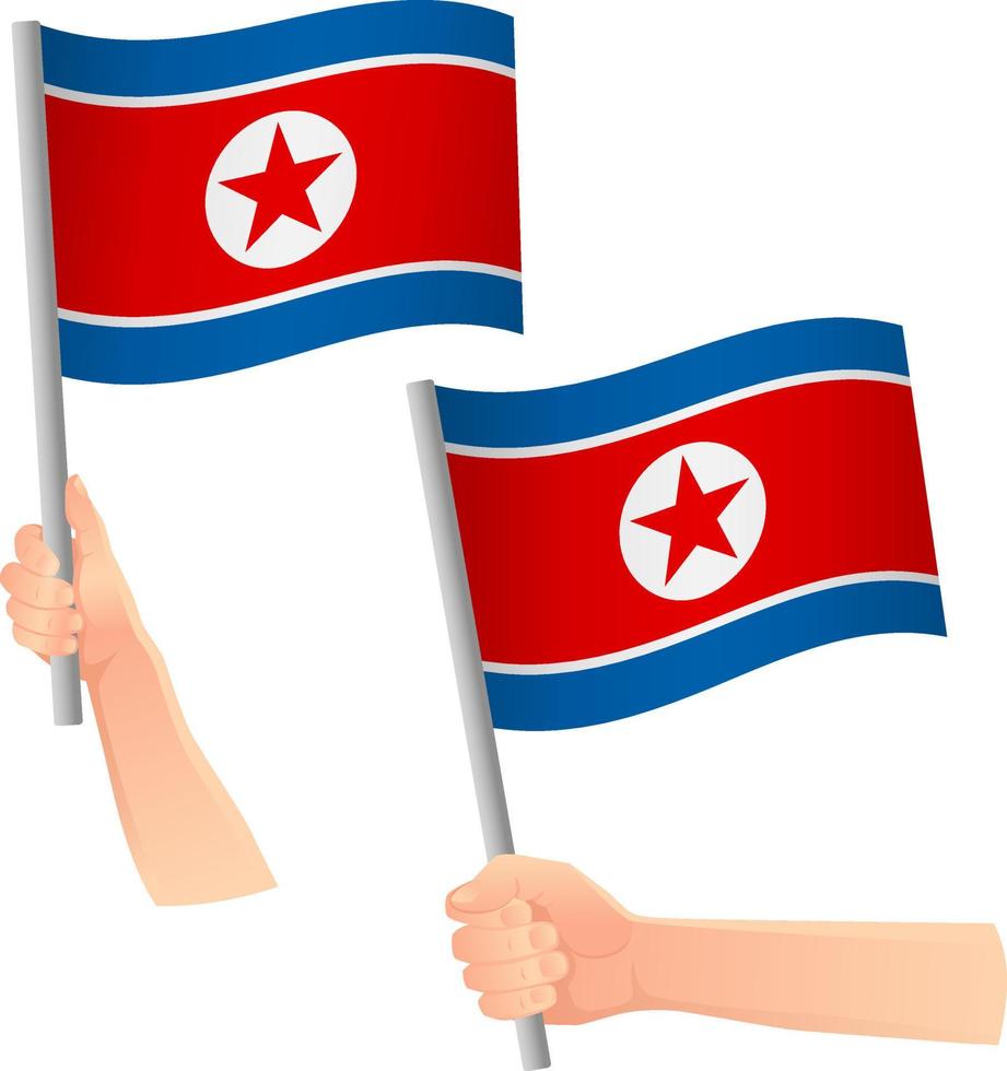 bandera de corea del norte en el icono de la mano vector