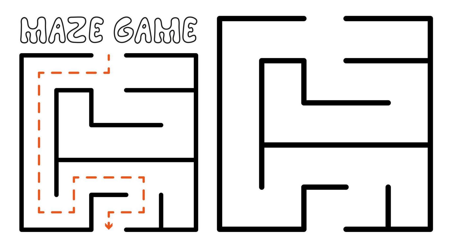 Maze game for kids. Simple Maze puzzle with solution 8725213 Vector Art