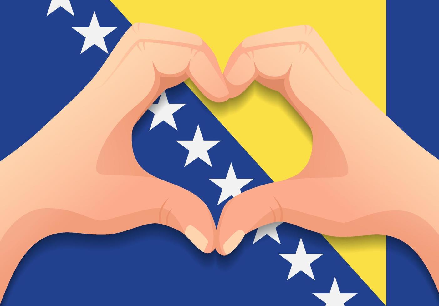 bosnia y herzegovina bandera y mano en forma de corazón vector