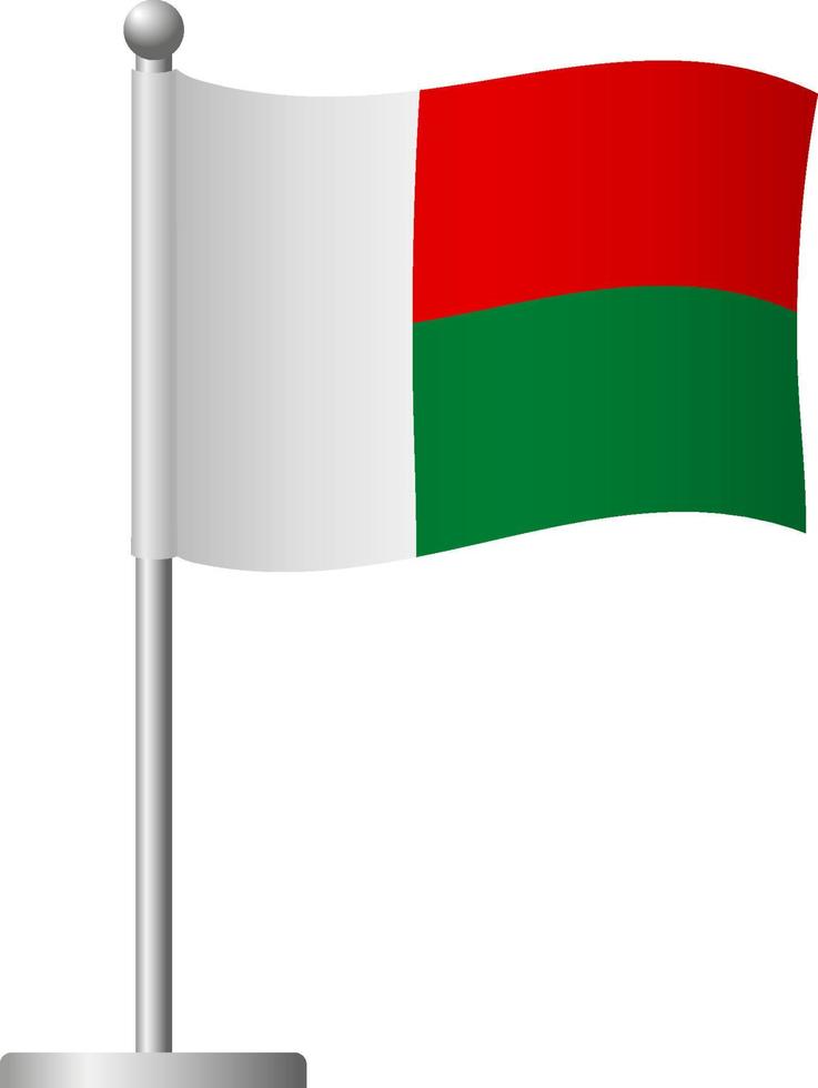 Madagascar flag on pole icon vector