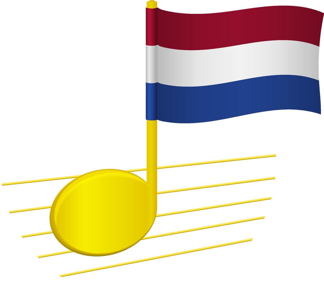 bandera holandesa y nota musical vector