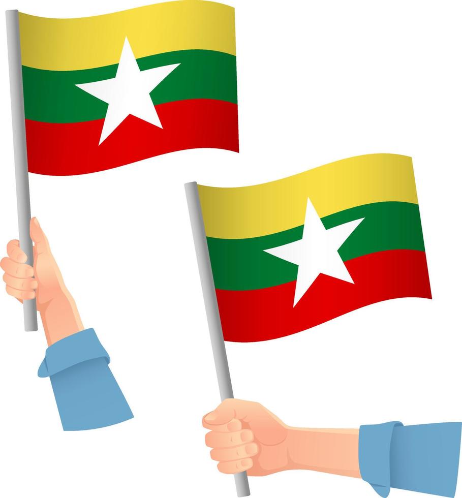 Burma flag in hand icon vector