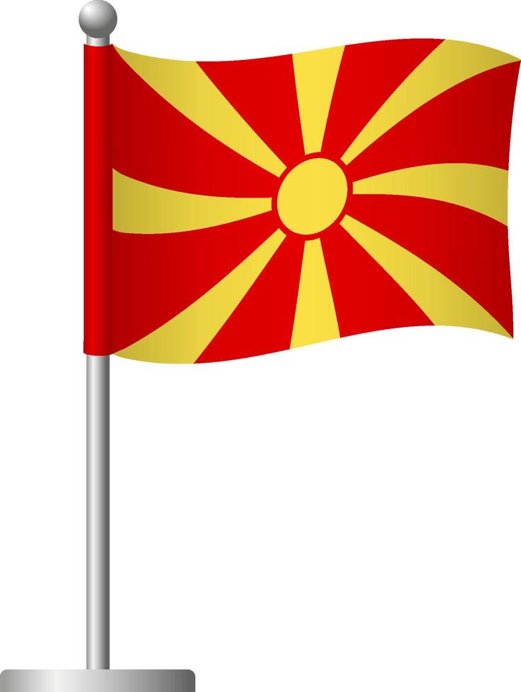 Macedonia flag on pole icon vector