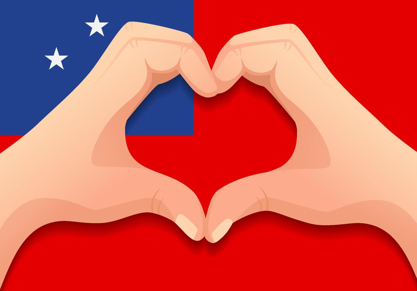 bandera de samoa y forma de corazón de mano vector