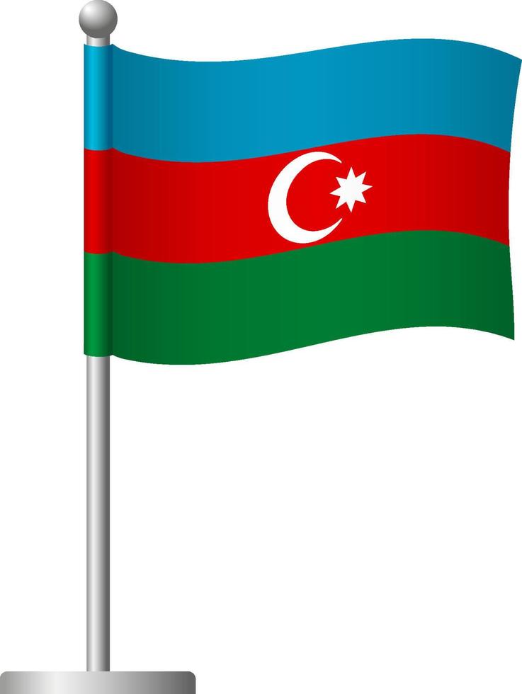 Azerbaijan flag on pole icon vector