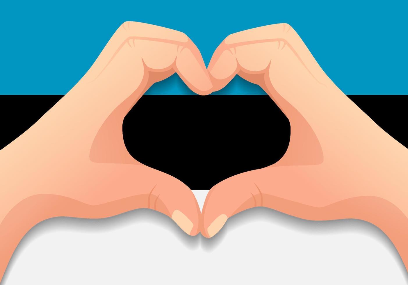 bandera de estonia y forma de corazón de mano vector