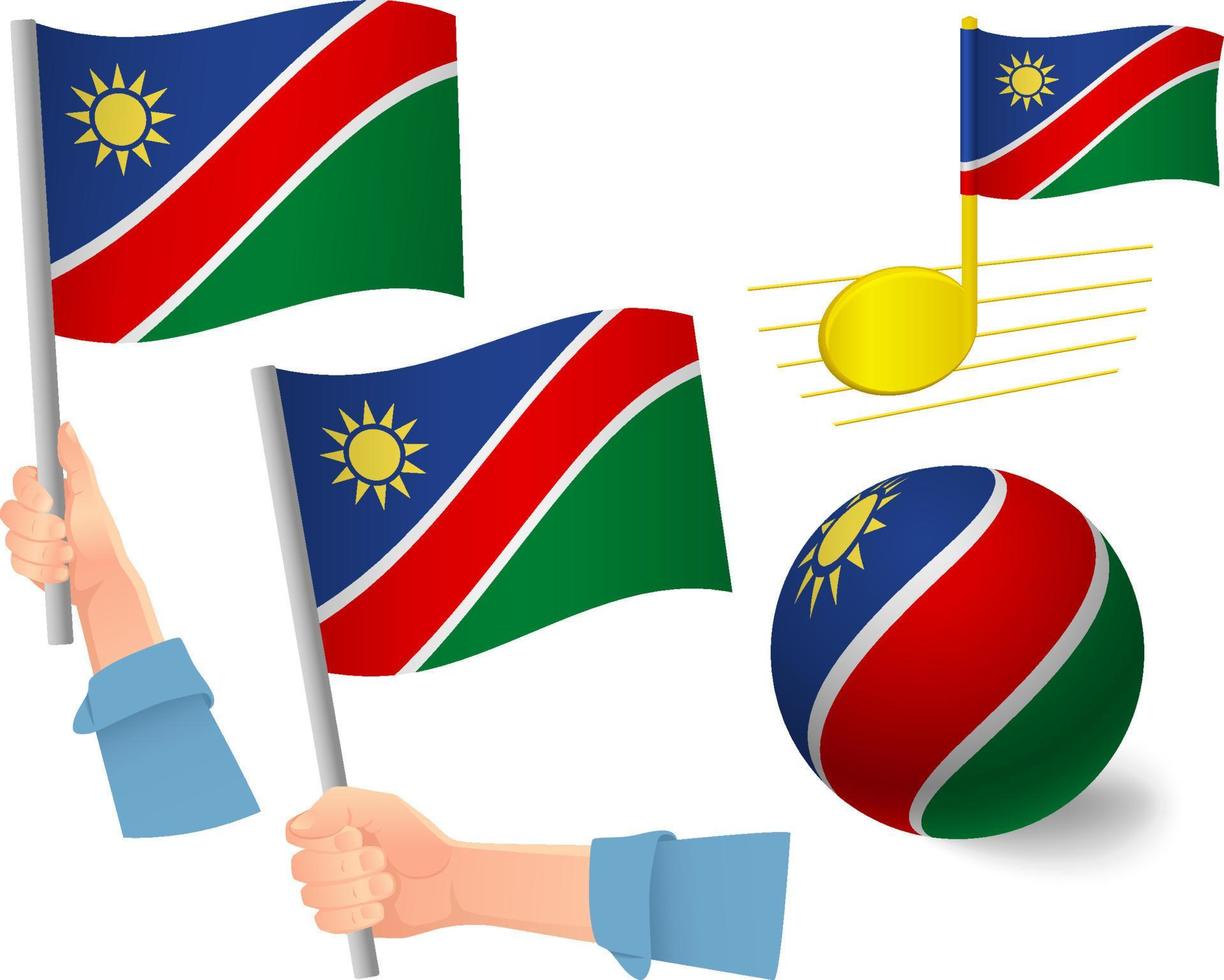 conjunto de iconos de bandera de namibia vector