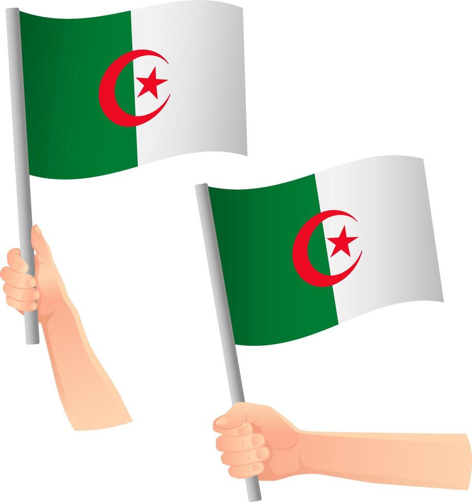 algeria flag in hand icon vector