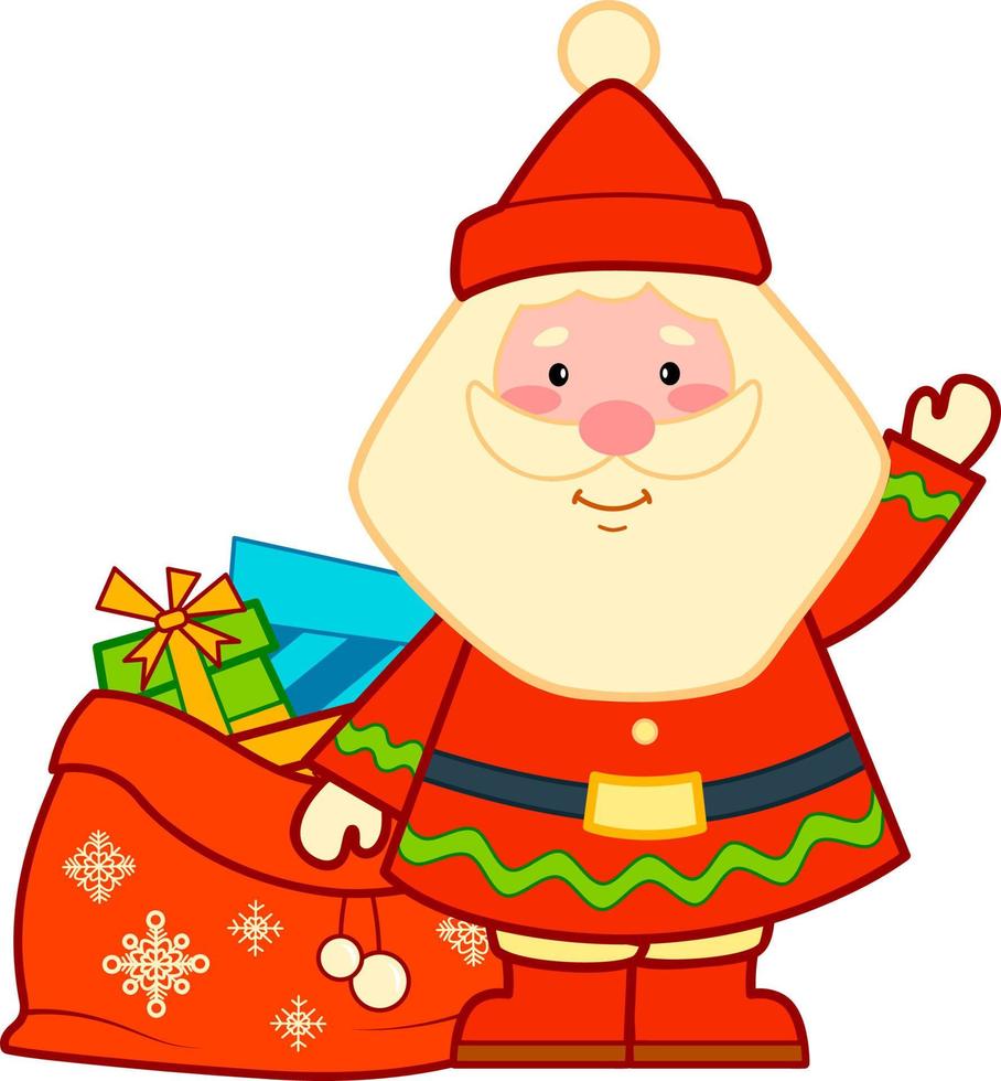 imágenes prediseñadas de dibujos animados de navidad. santa claus bolsa clipart vector ilustración