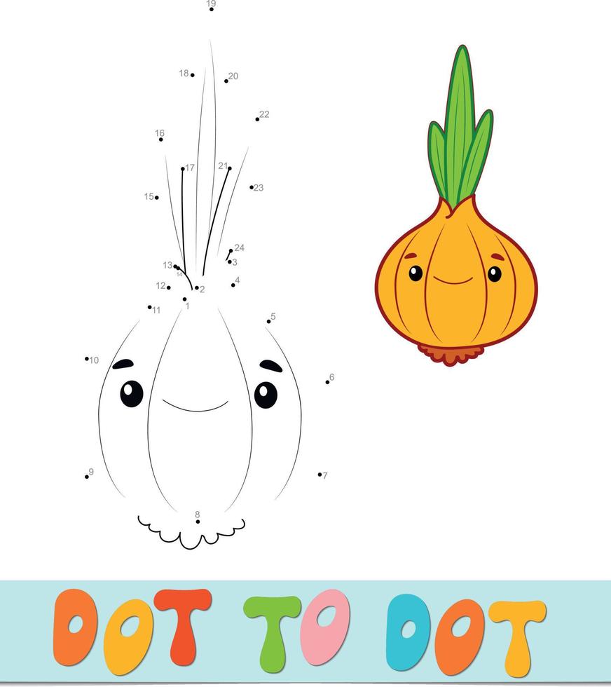 Dot to dot puzzle. Connect dots game. onion vector illustration