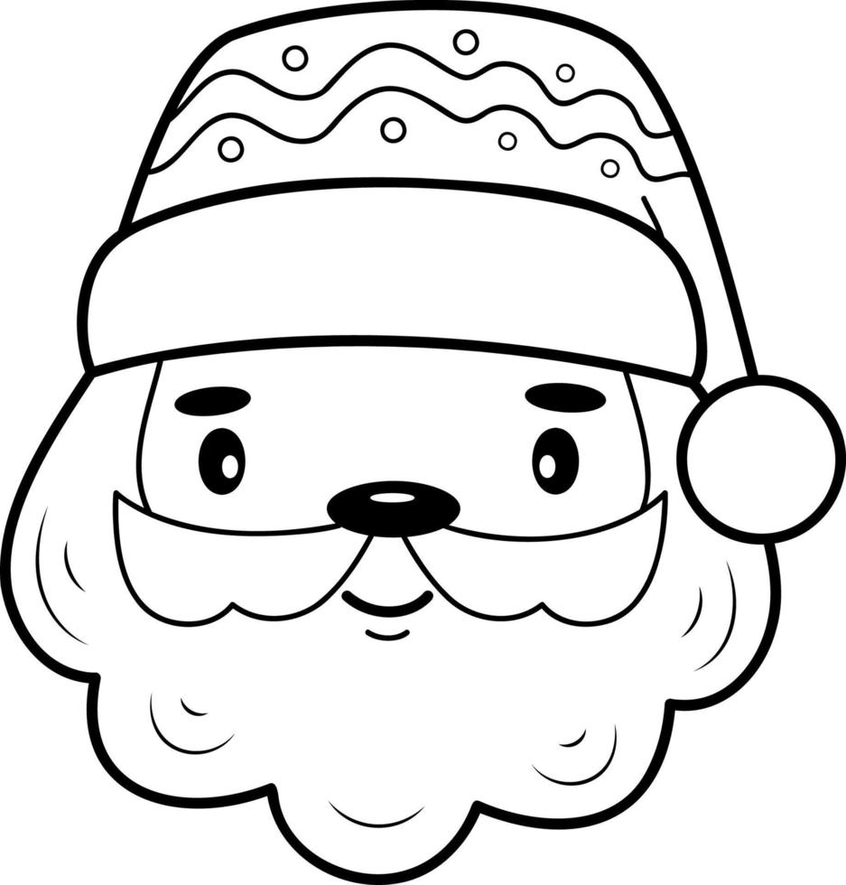 Christmas coloring book or page. Christmas Santa Claus black and white vector illustration