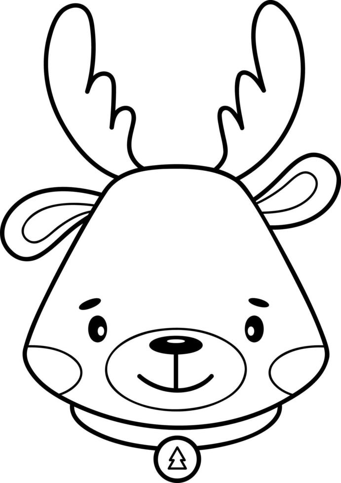 Christmas coloring book or page. Christmas animal black and white vector illustration