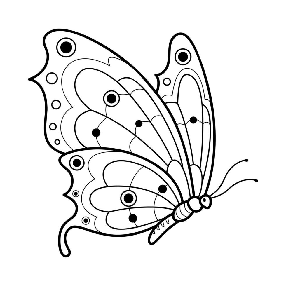 Coloring book or page for kids. Butterfly black and white vector