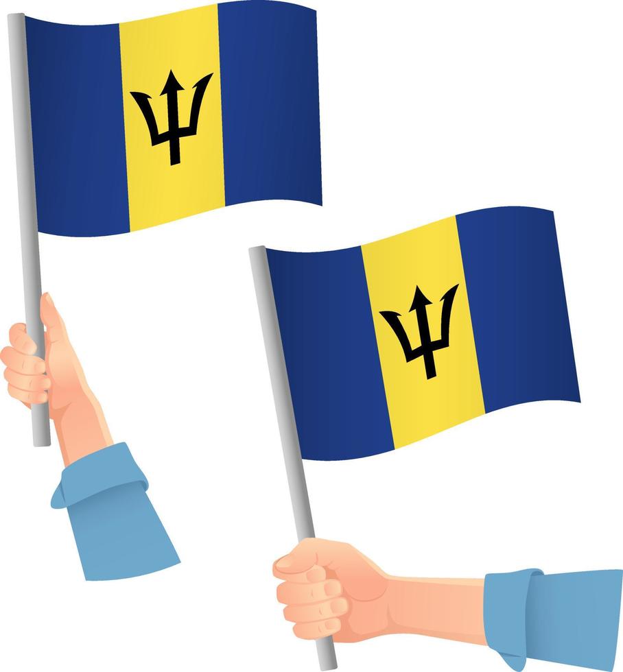 Barbados flag in hand icon vector