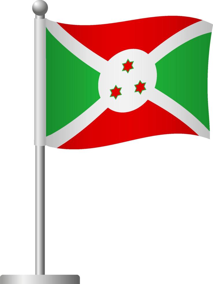 Burundi flag on pole icon vector