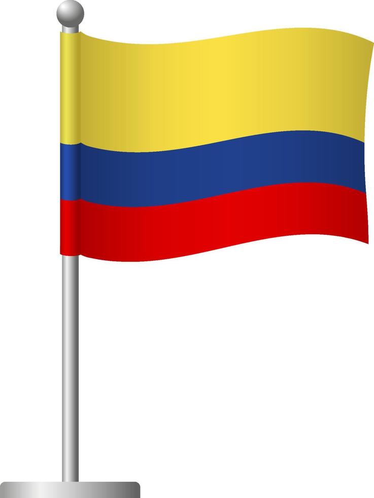 Colombia flag on pole icon vector