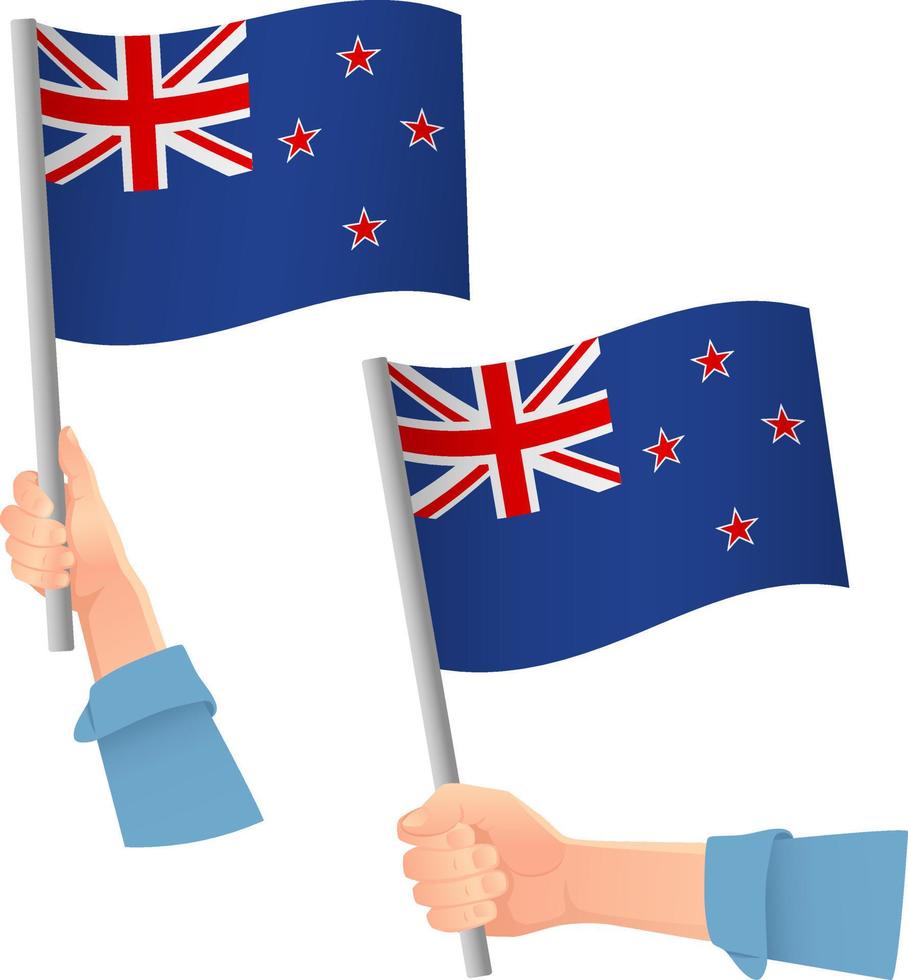 New Zealand flag in hand icon vector