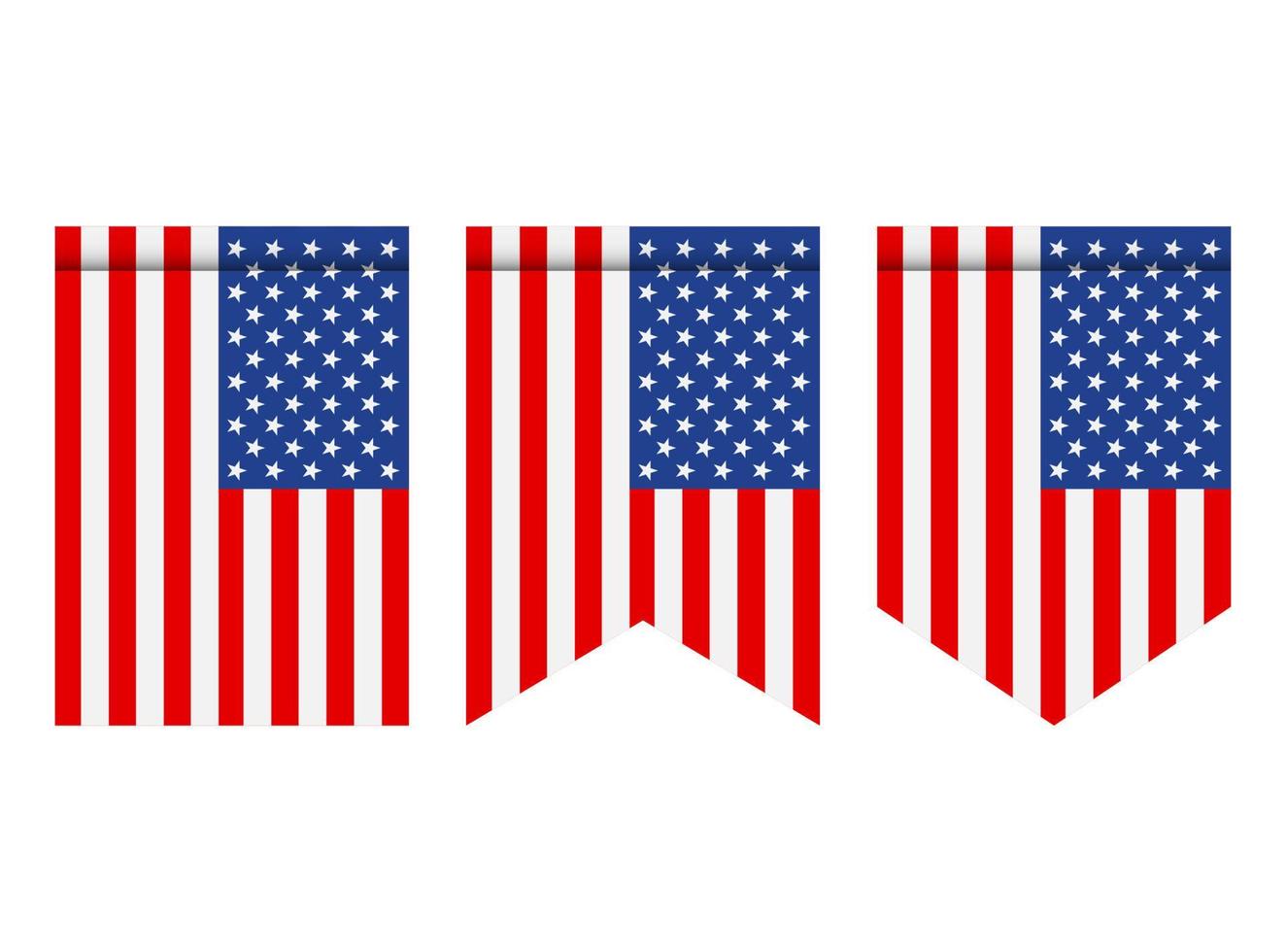 United States of America flag or pennant isolated on white background. Pennant USA flag icon. vector