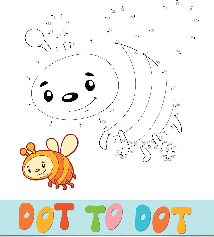 Dot to dot puzzle. Connect dots game. bee vector illustration