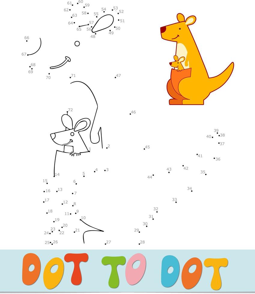 Dot to dot puzzle for children. Connect dots game. Kangaroo vector illustration