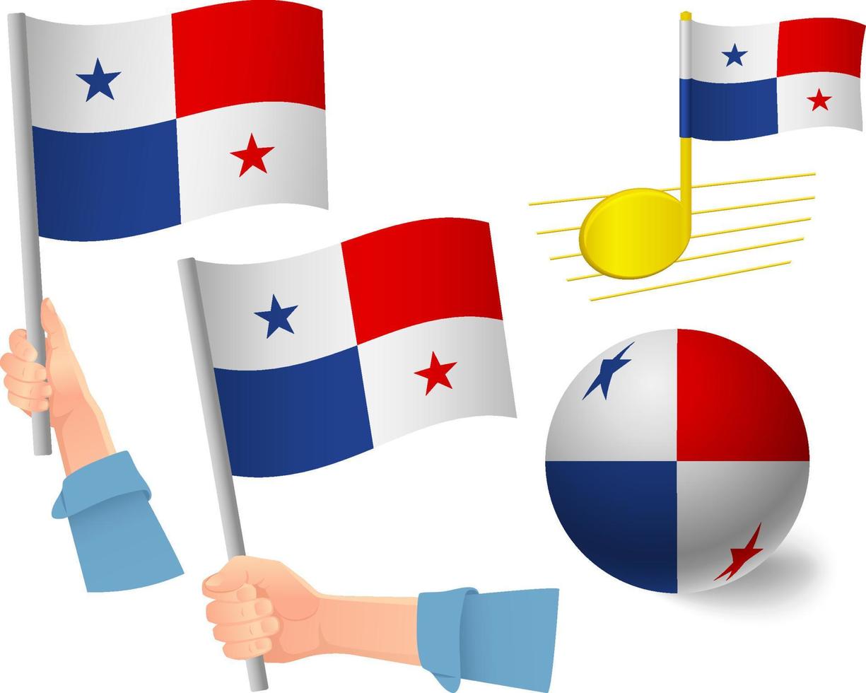 conjunto de iconos de bandera de Panamá vector