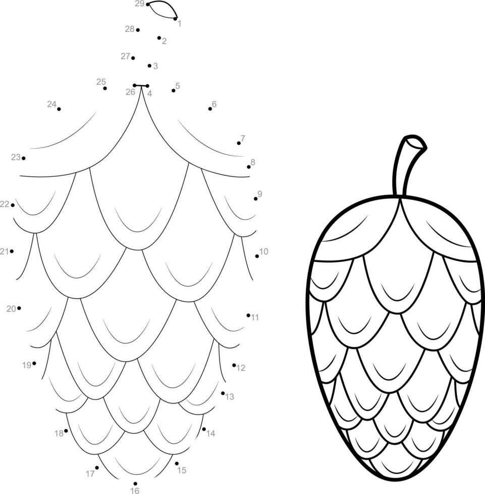 Dot to dot Christmas puzzle for children. Connect dots game. Christmas Cone vector