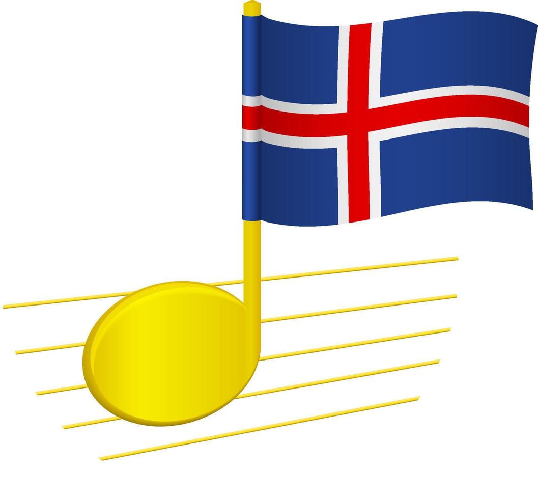 bandera de islandia y nota musical vector