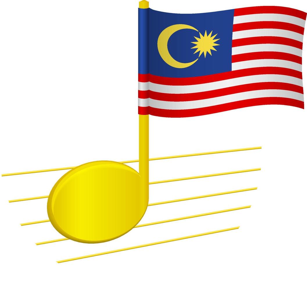 Malaysia flag and musical note vector