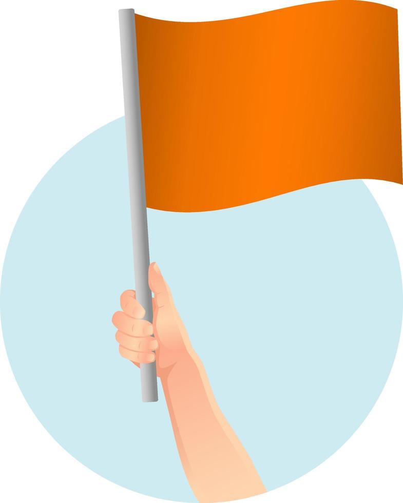 orange flag in hand icon vector