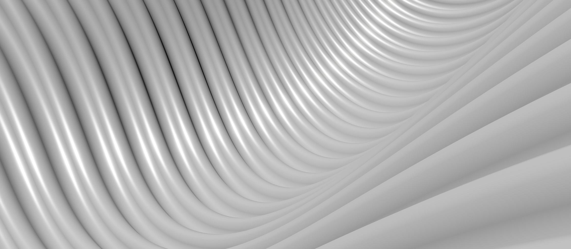 white plastic wave parallel lines background Wave of a bent curve 3d illustration photo