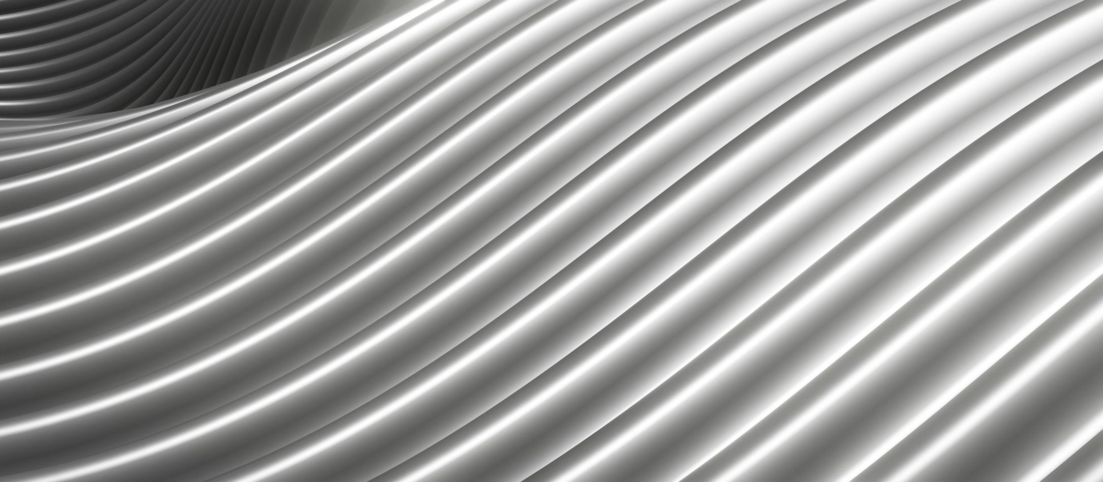 white plastic wave parallel lines background Wave of a bent curve 3d illustration photo